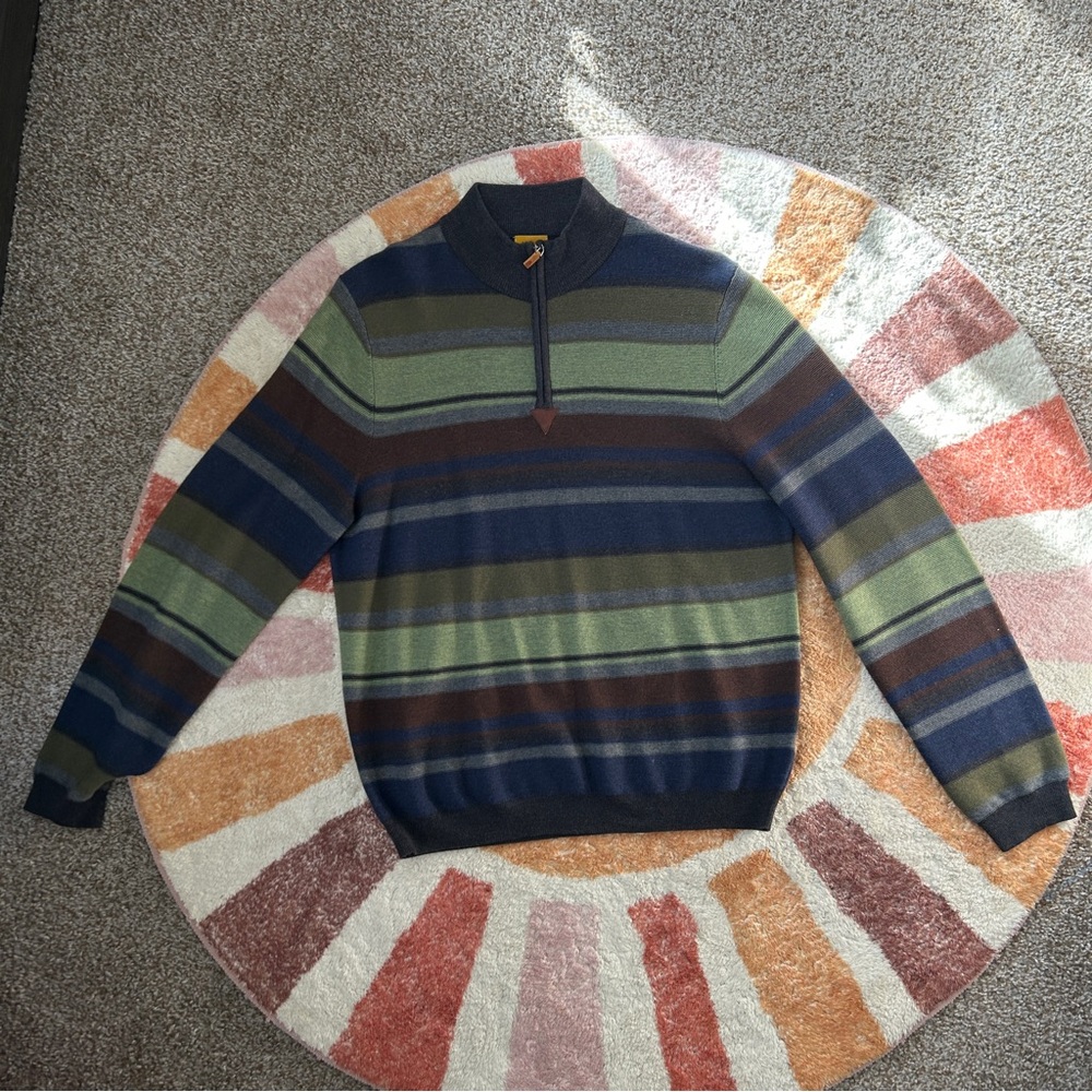 Robert Talbott Carmel Multi-Colored Wool Striped … - image 1